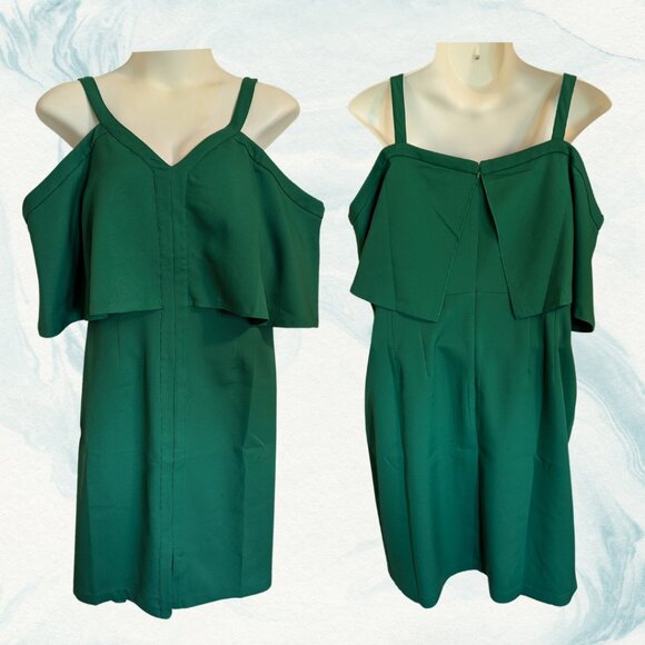 Eloquii Emerald Green Off-Shoulder Sheath Dress - 22 - Picture 1 of 10